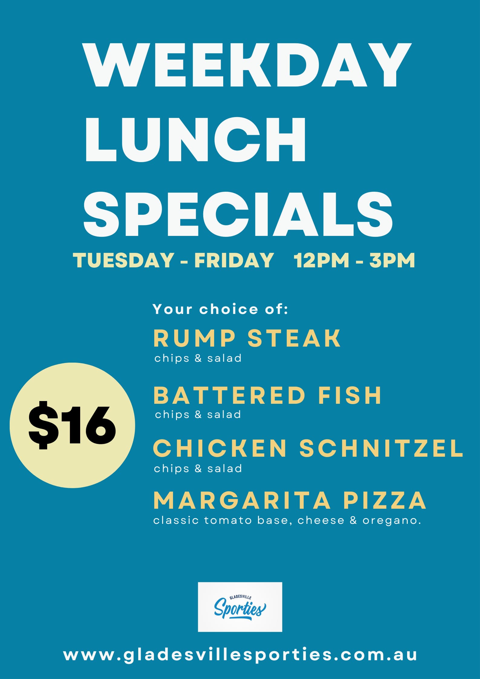 Gladesville Sporties Lunch Specials - $16