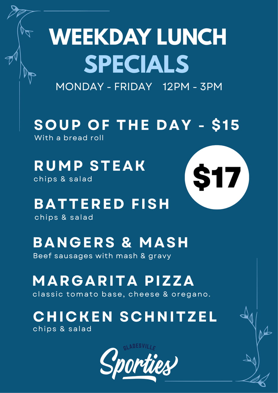 Gladesville Sporties Lunch Specials - $16