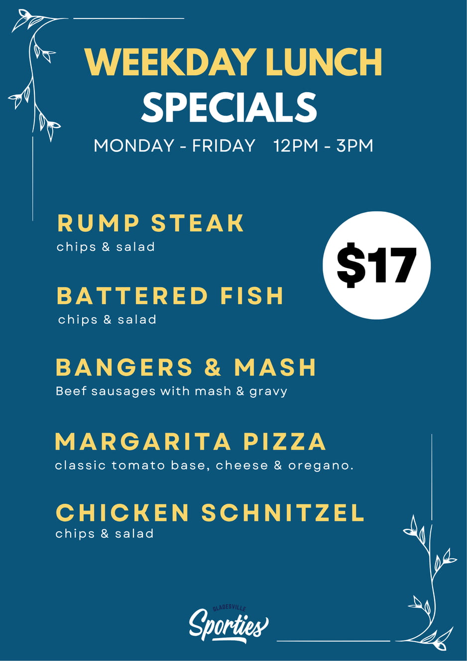 Gladesville Sporties Lunch Specials - $16
